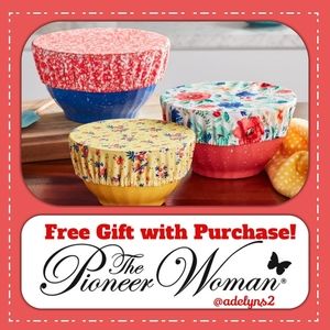 🌺🛍️ New Pioneer Woman Red Splatter Cloth Bowl Covers - Set of 3
